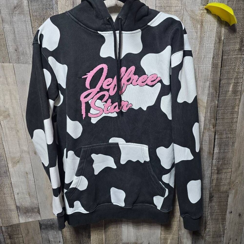 Jeffree Star Cosmetics Black White Cow Print Fleece Hoodie Unisex Small